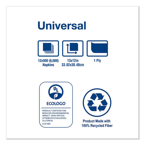 Image of Tork® D780 Universal Masterfold Dispenser Napkins, 1-Ply, 13 x 12, White, 6,000/Carton