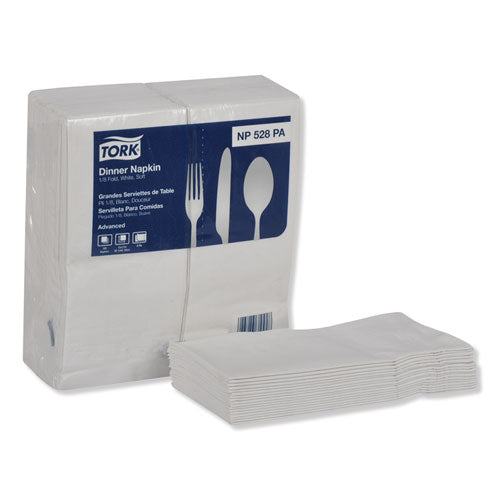 Image of Tork® NP528PA Advanced Dinner Napkins, 2-Ply, 15 x 17, 1/8 Fold, White, 100/PK, 28 PK/CT