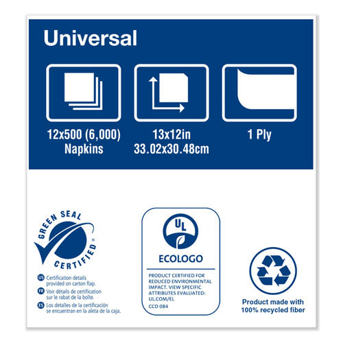 Image of Tork® D786E Universal Masterfold Dispenser Napkins, 1-Ply, 13 x 12, Natural, 6,000/Carton