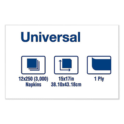 Image of Tork® N5181A Universal Dinner Napkins, 1-Ply, 15 x 17, 1/8 Fold, White, 3000/Carton
