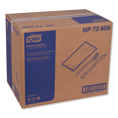 Image of Tork® NP7380A Advanced Dinner Napkin, 3-Ply, 17 x 16.12, 1/8 Fold, White,1,740/Carton