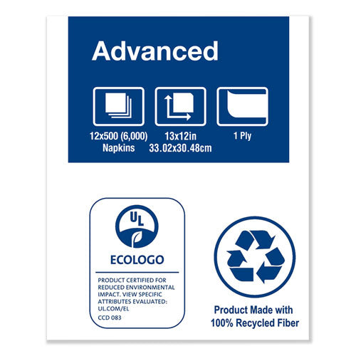 Image of Tork® D820 Advanced Soft Minifold Dispenser Napkins, 1-Ply, 13 x 12, White, 6,000/Carton