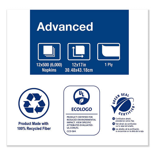 Image of Tork® D806E Advanced Masterfold Dispenser Napkin, 1-Ply, 12 x 17, Natural, 500/Pack, 12 Packs/Carton