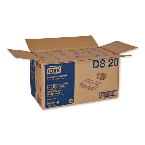 Image of Tork® D820 Advanced Soft Minifold Dispenser Napkins, 1-Ply, 13 x 12, White, 6,000/Carton