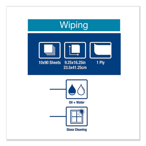 Image of Tork® 450175 Heavy-Duty Paper Wiper, 1-Ply, 9.25 x 16.25, Unscented, White, 90 Wipes/Box, 10 Boxes/Carton