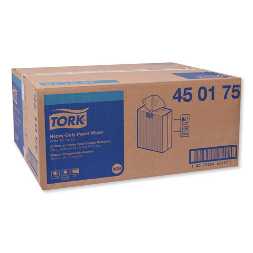 Image of Tork® 450175 Heavy-Duty Paper Wiper, 1-Ply, 9.25 x 16.25, Unscented, White, 90 Wipes/Box, 10 Boxes/Carton