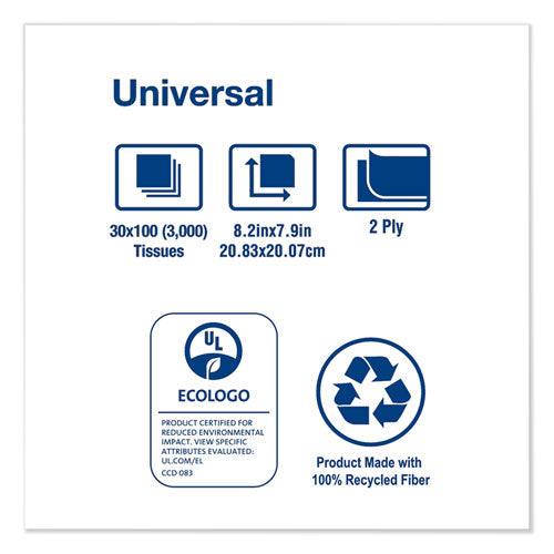 Image of Tork® TF6710A Universal Facial Tissue, 2-Ply, White, 100 Sheets/box, 30 Boxes/carton
