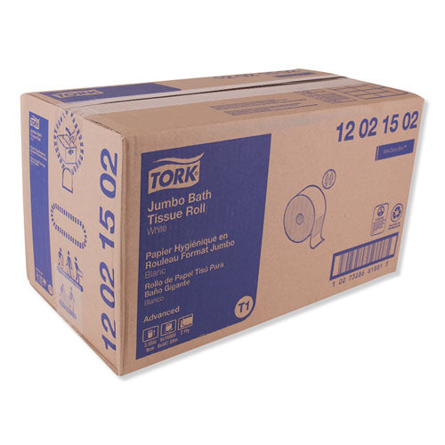 Image of Tork® 12021502 Advanced Jumbo Bath Tissue, Septic Safe, 2-Ply, 3.48" x 1,600 ft, White, 6 Rolls/Carton