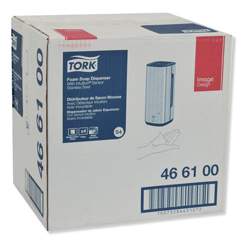 Image of Tork® 466100 Image Design Foam Skincare Automatic Dispenser With Intuition Sensor, 1 L, 4.5 X 5.12 X 10.62, Stainless Steel