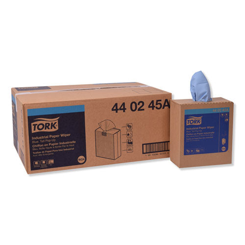 Image of Tork® 440245A Industrial Paper Wiper, 4-Ply, 8.54 x 16.5, Unscented, Blue, 90 Towels/Box, 10 Boxes/Carton
