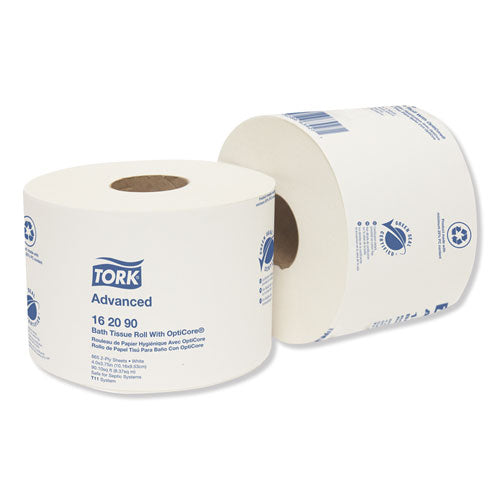 Image of Tork® 162090 Advanced Bath Tissue Roll with OptiCore, Septic Safe, 2-Ply, White, 865 Sheets/Roll, 36 Rolls/Carton