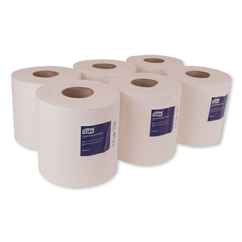 Image of Tork® 121204 Centerfeed Hand Towel, 2-Ply, 7.6 X 11.8, White, 600/roll, 6 Rolls/carton