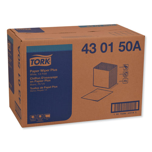 Image of Tork® 430150A Paper Wiper Plus, 12.5 X 13, White, 1/4 Fold, 90/pack, 12 Packs/carton