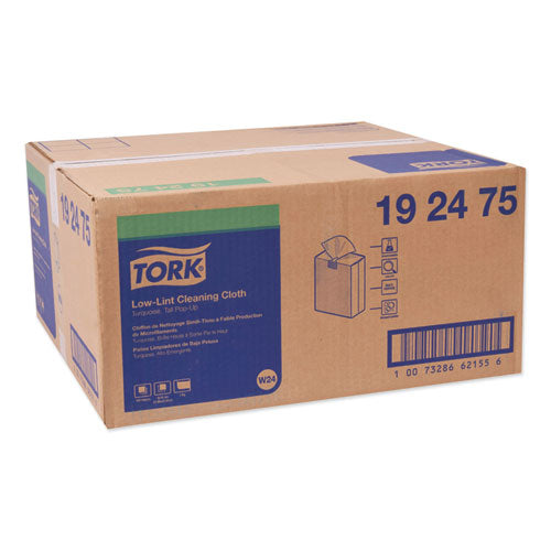 Image of Tork® 192475 Low-Lint Cleaning Cloth, 1-Ply, 9 x 16.5, Unscented, Turquoise, 100/Box, 8 Boxes/Carton