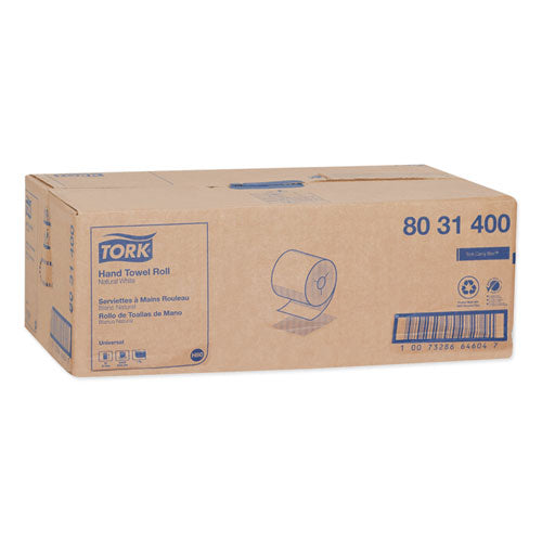 Image of Tork® 8031400 Universal Hand Towel Roll, Notched, 1-Ply, 8" x 800 ft, Natural White, 6 Rolls/Carton