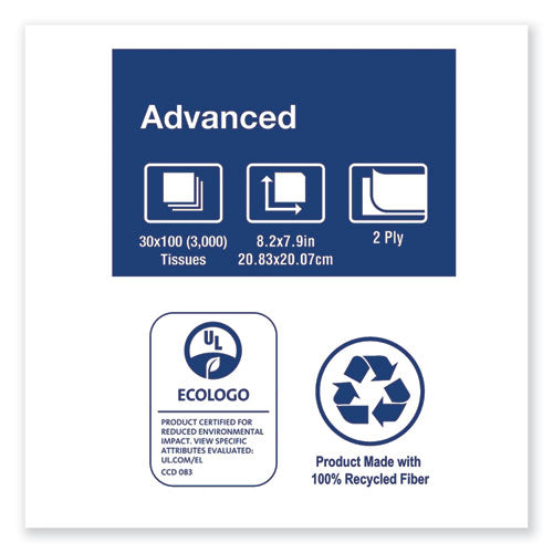 Image of Tork® TF6810 Advanced Facial Tissue, Flat Box, 2-Ply, White, 100 Sheets/Box, 30 Boxes/Carton