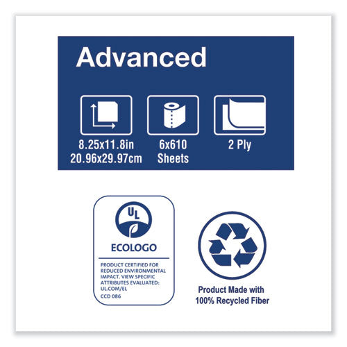 Image of Tork® 121202 Advanced Centerfeed Hand Towel, 2-Ply, 8.25 X 11.8, White, 610/roll, 6/carton