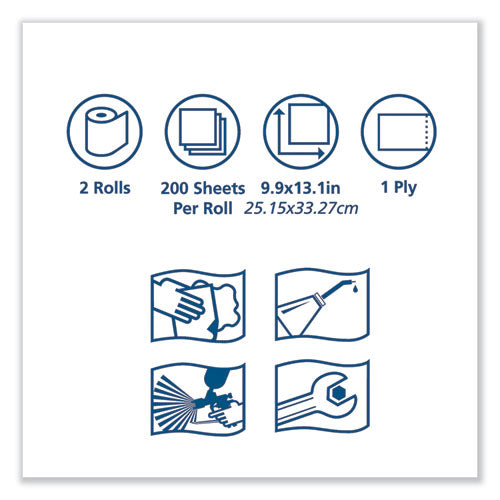 Image of Tork® 450338 Advanced ShopMax Wiper 450, Centerfeed Refill, 9.9 x 13.1, Blue, 200/Roll, 2 Rolls/Carton
