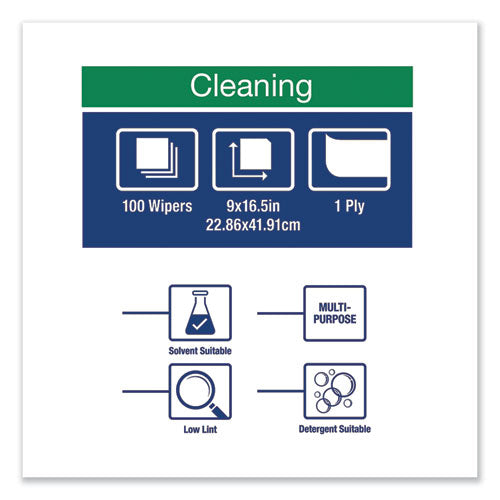 Image of Tork® 192475 Low-Lint Cleaning Cloth, 1-Ply, 9 x 16.5, Unscented, Turquoise, 100/Box, 8 Boxes/Carton