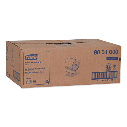 Image of Tork® 8031000 Universal Hand Towel Roll, Notched, 1-Ply, 8" x 1,000 ft, Natural, 6 Rolls/Carton