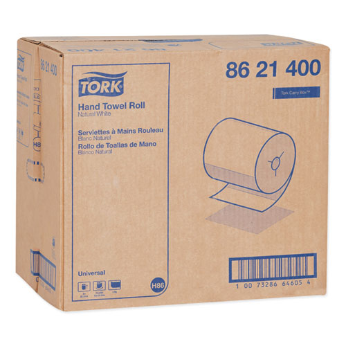 Image of Tork® 8621400 Universal Hand Towel Roll, Notched, 1-Ply, 8" x 425 ft, Natural White, 12 Rolls/Carton