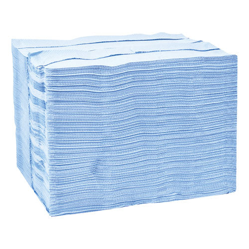 Image of Tork® 13247501 Industrial Paper Wiper, 4-Ply, 12.8 x 16.5, Unscented, Blue, 180/Carton