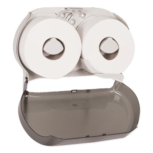 Image of Tork® 56TR Twin Jumbo Roll Bath Tissue Dispenser, 19.29 X 5.51 X 11.83, Smoke/gray