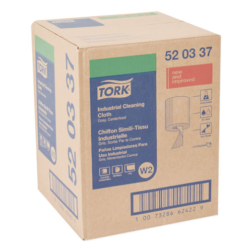 Image of Tork® 520337 Industrial Cleaning Cloths, 1-Ply, 12.6 X 10, Gray, 500 Wipes/roll