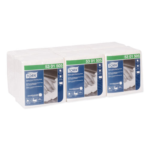 Image of Tork® 5301505 Heavy-Duty Cleaning Cloth, 12.6 X 13, White, 50/pack, 6 Packs/carton