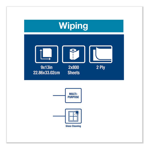 Image of Tork® 130211B Paper Wiper, Centerfeed, 2-Ply, 9 X 13, White, 800/roll, 2 Rolls/carton