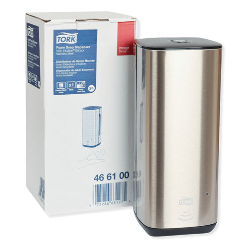 Image of Tork® 466100 Image Design Foam Skincare Automatic Dispenser With Intuition Sensor, 1 L, 4.5 X 5.12 X 10.62, Stainless Steel