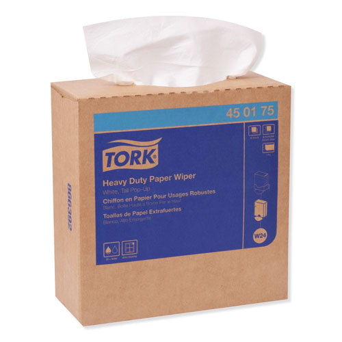 Image of Tork® 450175 Heavy-Duty Paper Wiper, 1-Ply, 9.25 x 16.25, Unscented, White, 90 Wipes/Box, 10 Boxes/Carton