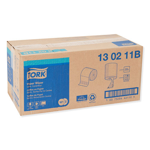 Image of Tork® 130211B Paper Wiper, Centerfeed, 2-Ply, 9 X 13, White, 800/roll, 2 Rolls/carton