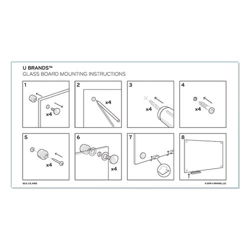 Image of U Brands 3974U00-01 Magnetic Glass Dry Erase Board Value Pack, 72" x 48" (Actual Size: 70" x 47"), Frosted White Surface