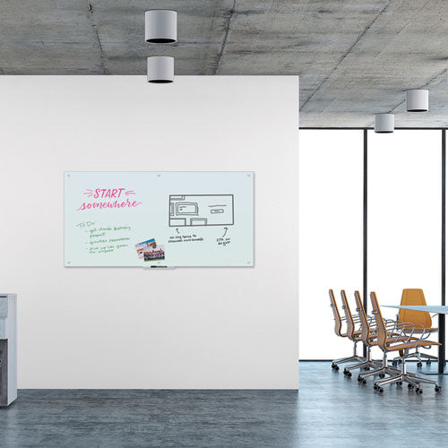 Image of U Brands 3973U00-01 Magnetic Glass Dry Erase Board Value Pack, 70" x 35", Frosted White Surface