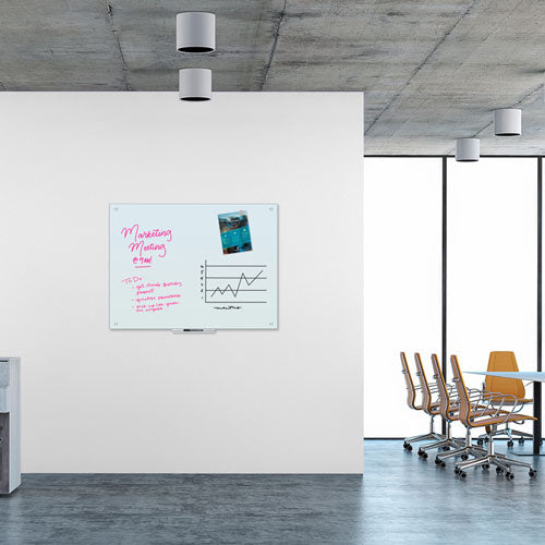 Image of U Brands 3972U00-01 Magnetic Glass Dry Erase Board Value Pack, 48" x 36" (Actual Size: 47" x 35"), Frosted White Surface