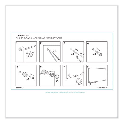 Image of U Brands 3971U00-01 Magnetic Glass Dry Erase Board Value Pack, 36" x 36" (Actual Size: 35" x 35"), Frosted White Surface