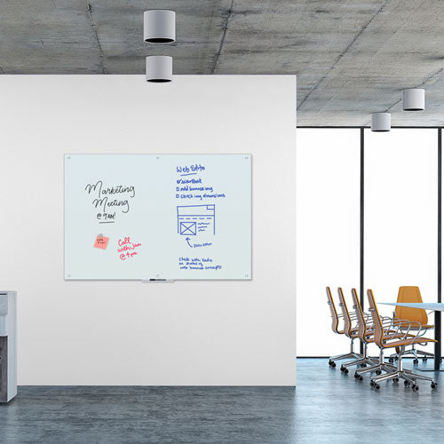 Image of U Brands 3974U00-01 Magnetic Glass Dry Erase Board Value Pack, 72" x 48" (Actual Size: 70" x 47"), Frosted White Surface