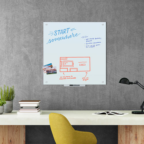 Image of U Brands 3971U00-01 Magnetic Glass Dry Erase Board Value Pack, 36" x 36" (Actual Size: 35" x 35"), Frosted White Surface