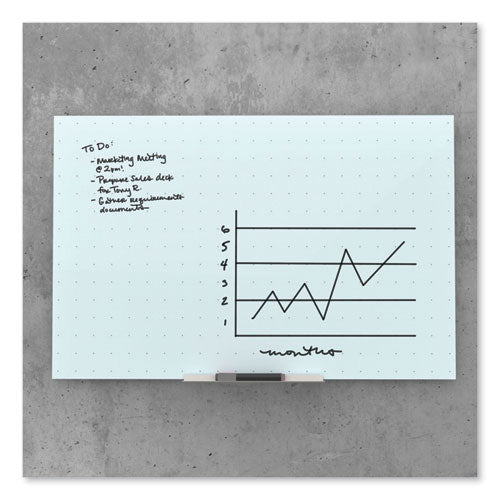 Image of U Brands 2798U00-01 Floating Glass Ghost Grid Dry Erase Board, 36" x 24" (Actual Size: 35" x 23"), White Surface