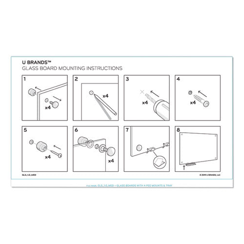 Image of U Brands 3973U00-01 Magnetic Glass Dry Erase Board Value Pack, 70" x 35", Frosted White Surface