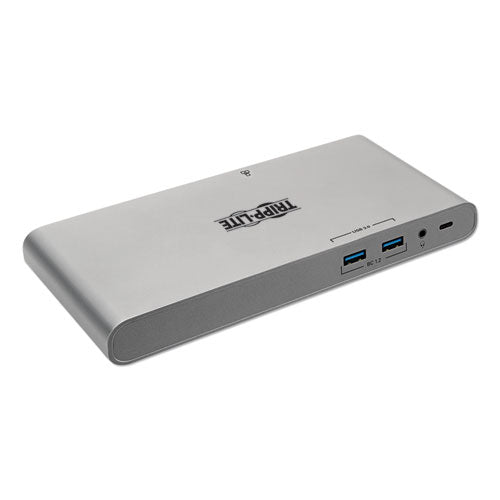 Image of Tripp Lite by Eaton U442-DOCK4-S Usb Type-C Docking Station, 3.5mm/displayport/hdmi/rj45/thunderbolt 3/usb A/usb C/vga, Silver