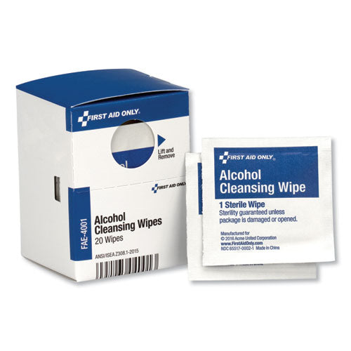 Image of First Aid Only FAE-4001 Smartcompliance Alcohol Cleansing Pads, 20/box