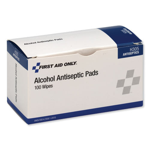 Image of First Aid Only H305 Alcohol Cleansing Pads, Dispenser Box, 100/box