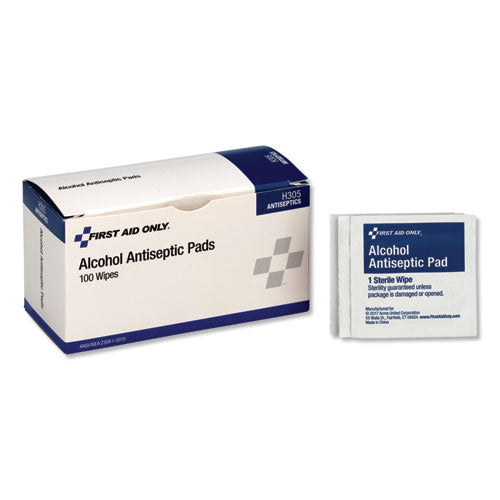 Image of First Aid Only H305 Alcohol Cleansing Pads, Dispenser Box, 100/box