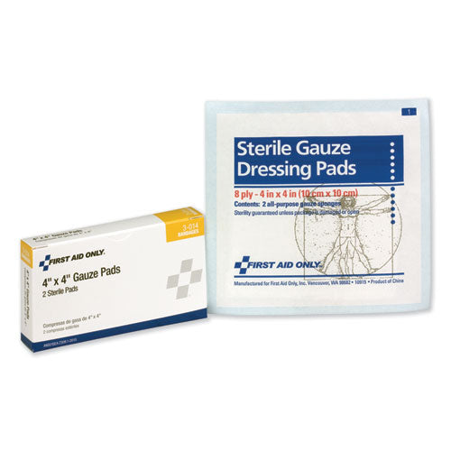 Image of First Aid Only 3-014 Gauze Pads, Sterile, 4 X 4, 2/box