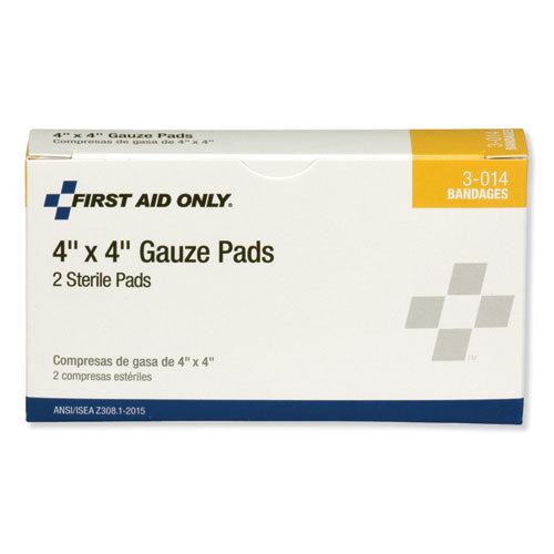Image of First Aid Only 3-014 Gauze Pads, Sterile, 4 X 4, 2/box