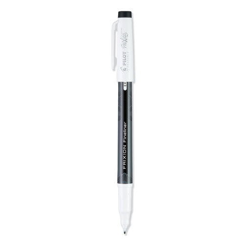 Image of Pilot® PIL11485 FriXion Fineliner Erasable Porous Point Pen, Stick, Fine 0.6 mm, Black Ink, Black/White Barrel, Dozen