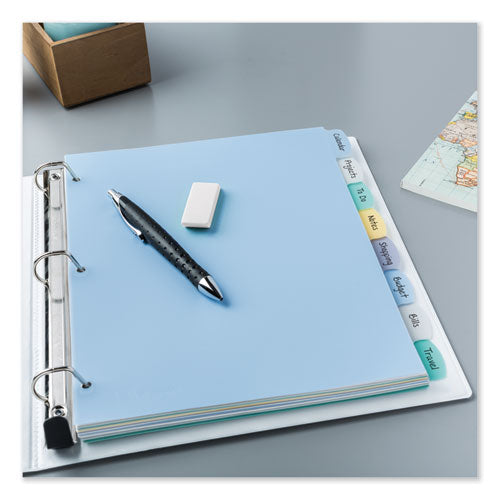 Image of Avery® 16171 Write and Erase Big Tab Durable Plastic Dividers, 3-Hole Punched, 8-Tab, 11 x 8.5, Assorted, 1 Set