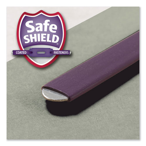 Image of Smead 13776 Pressboard Classification Folders, 2/5-Cut Tab, Expands 2", 1 Divider, 4 SafeSHIELD Fasteners, Letter Size, Gray-Green, 10/BX